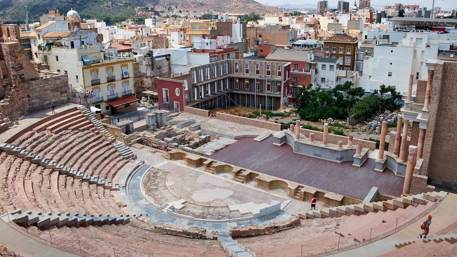 Roman amphitheater and ruins in Cartagena city, region of Murcia, Spain