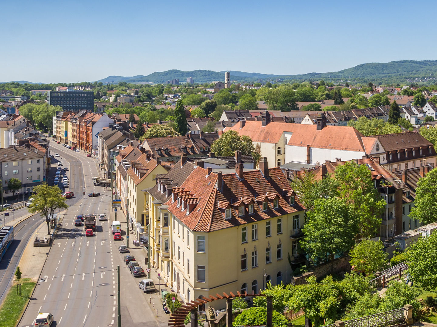 Panoramic view over the Weinberg park and Kassel, Germany