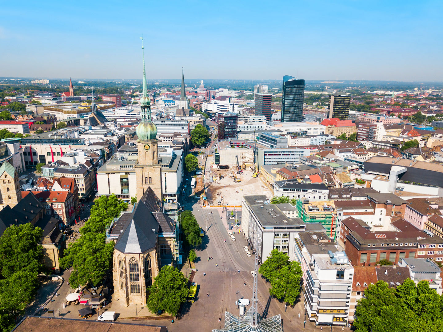 Dortmund city centre aerial panoramic view in Germany