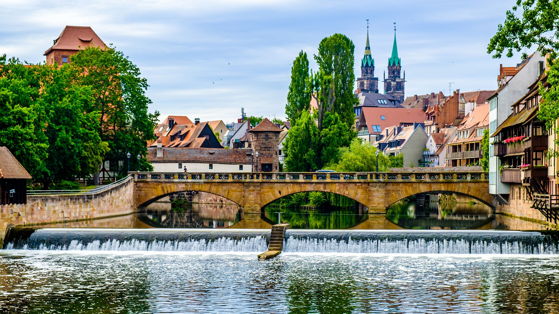 historic facade in the old town of nuremberg - germany