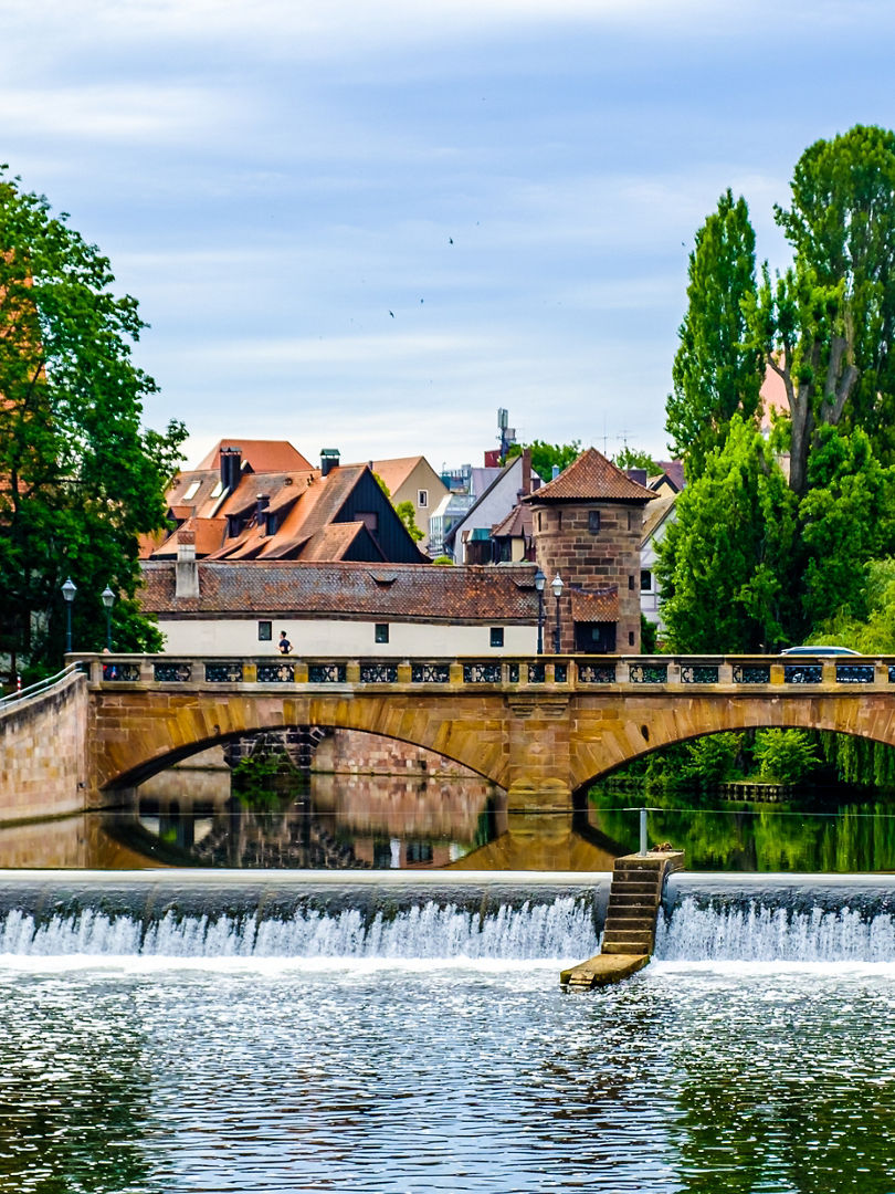 historic facade in the old town of nuremberg - germany