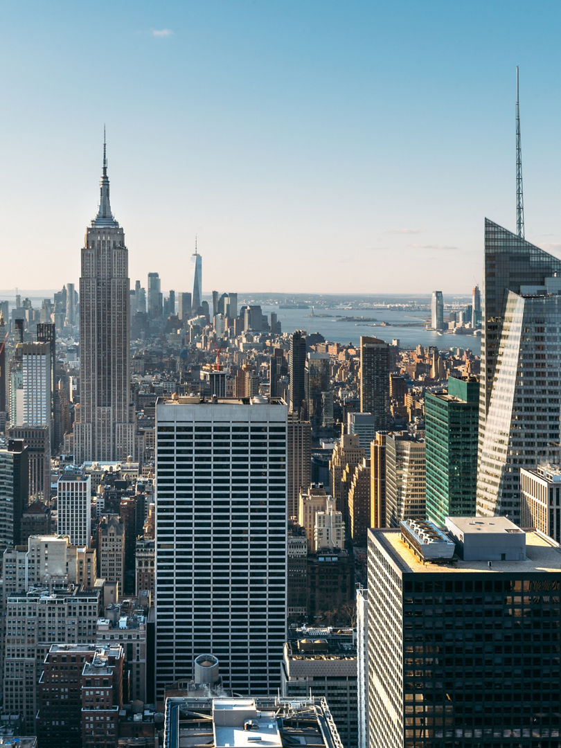 Aerial view of the large and spectacular buildings in New York City - Panoramic Landscape