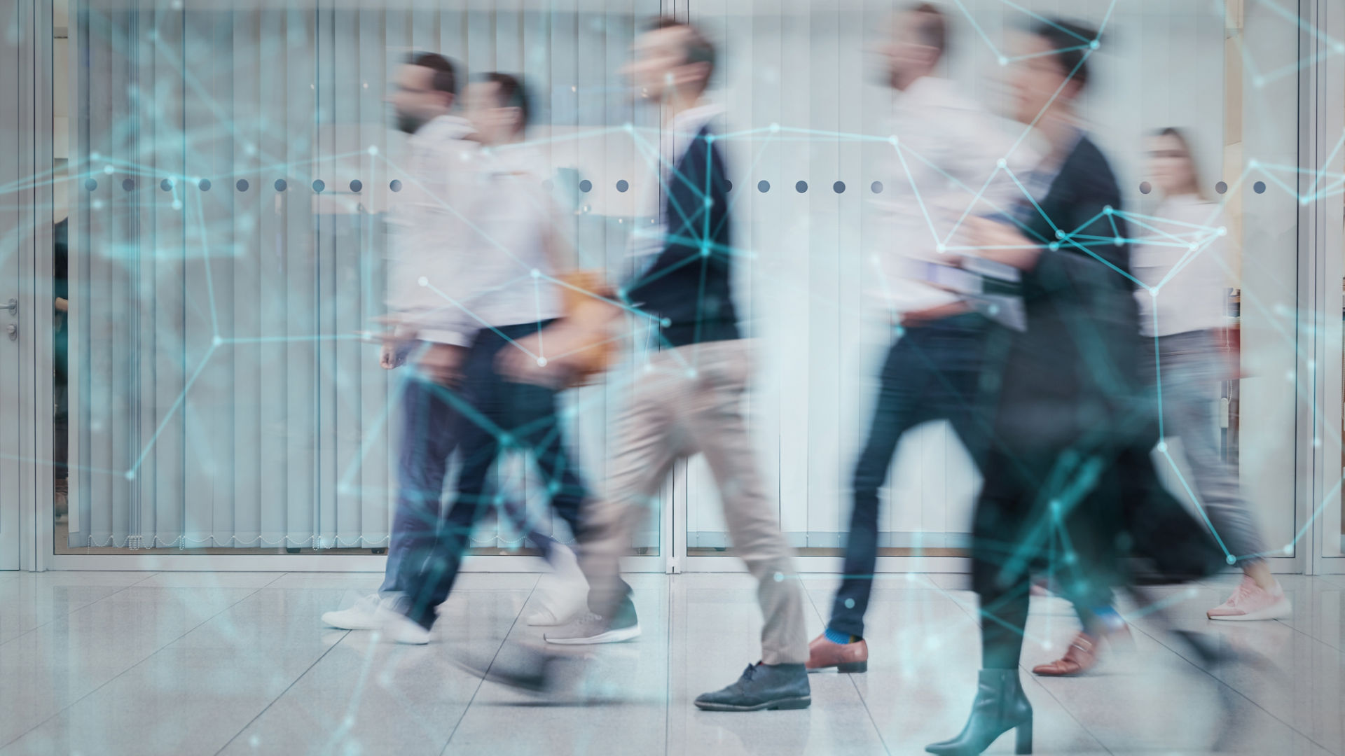 Anonyme Gruppe Geschäftsleute im Büro als Netzwerk und Verbindung Konzept