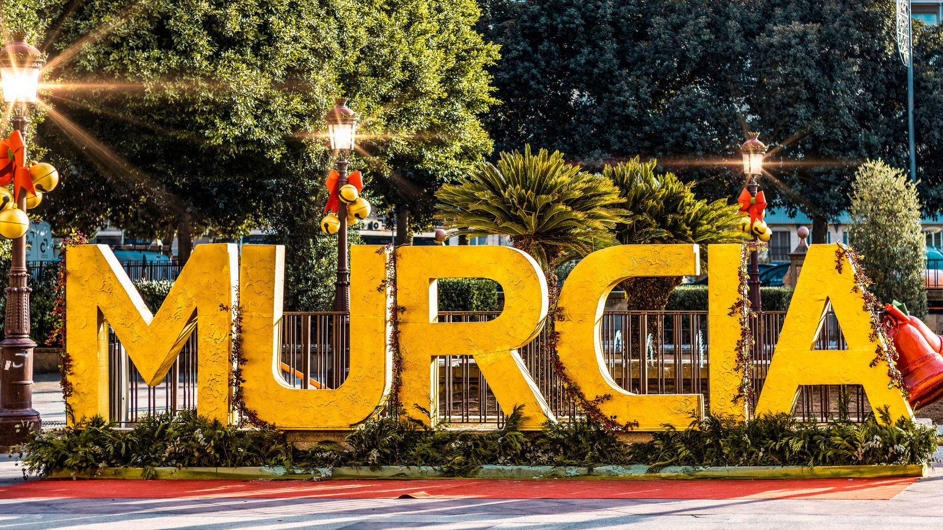 Christmas decoration in Murcia city, Spain. Letters of Murcia.