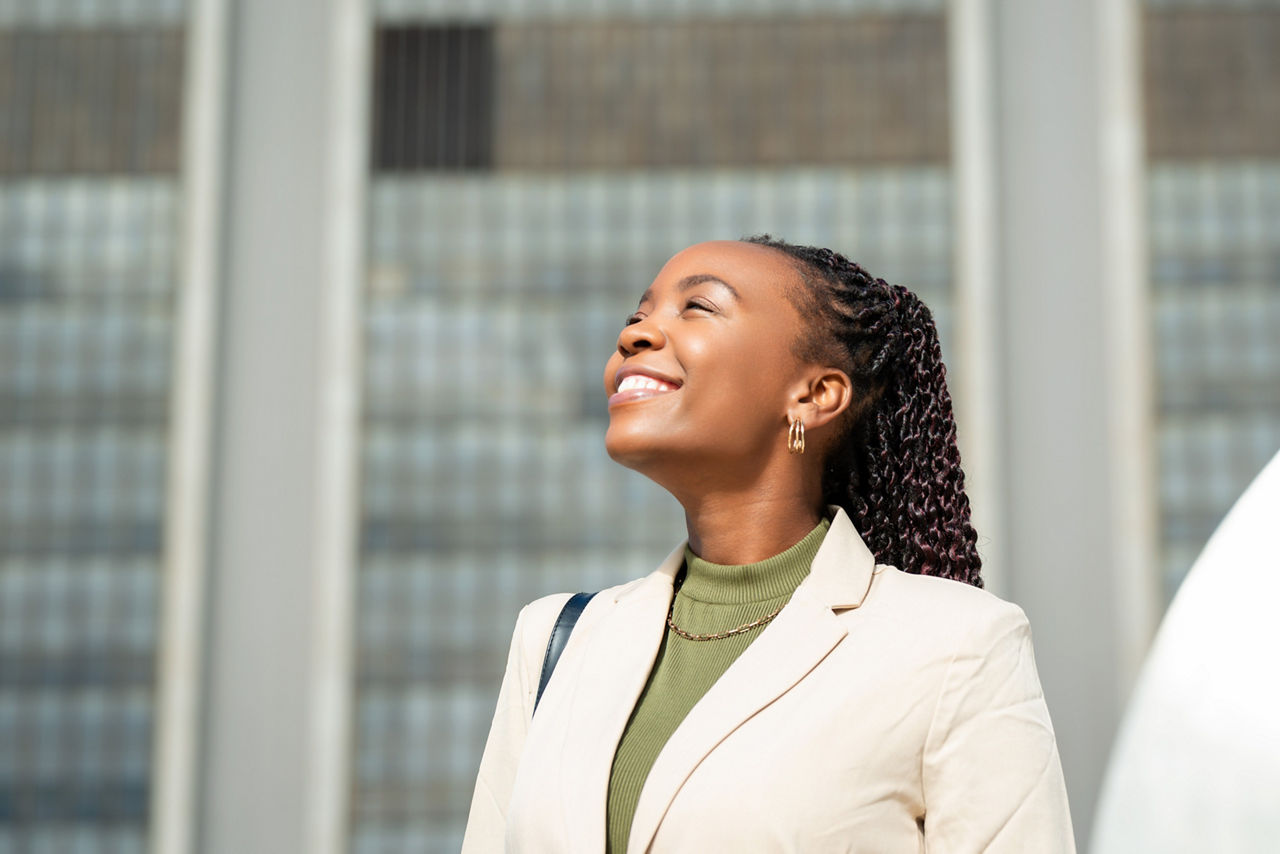 young woman smiling success