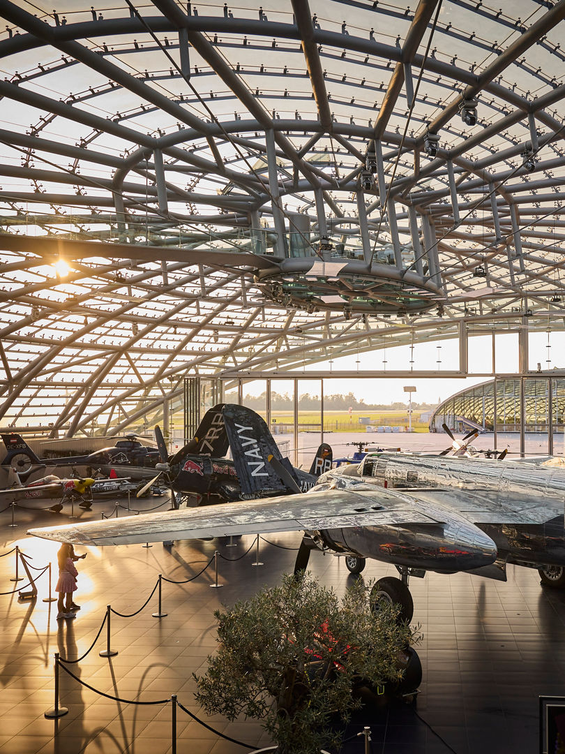 Hangar-7 new interior 2025 - аrchitecture, plants and lounges at the Exhibition area of Hangar-7 in Salzburg, Austria on June 11, 2025. // Helge Kirchberger Photography / Red Bull Content Pool // SI202506200165 // Usage for editorial use only // 
