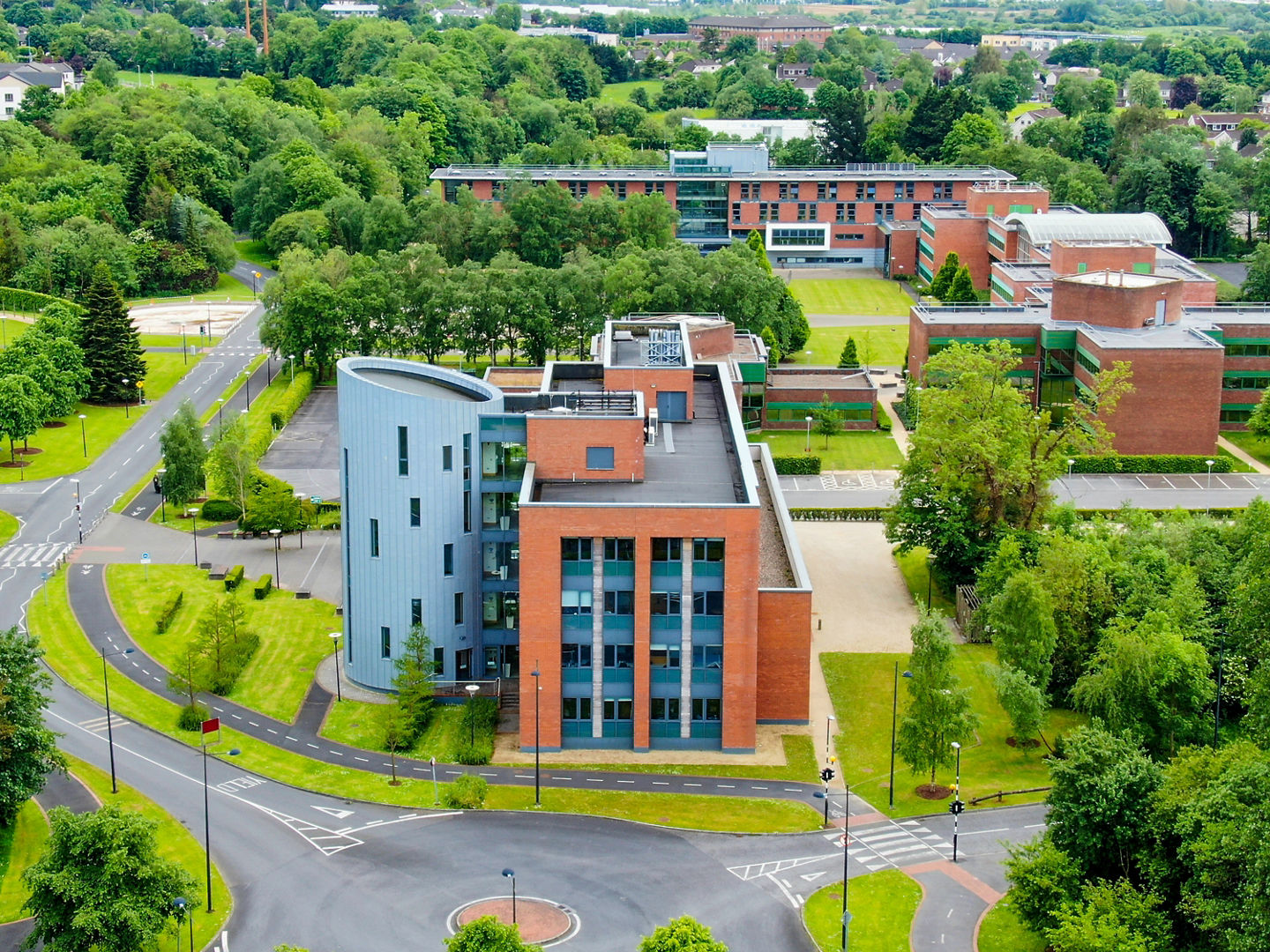 University of Limerick in summer, view of university town against green trees and plants, Limerick, Ireland May,21,2022